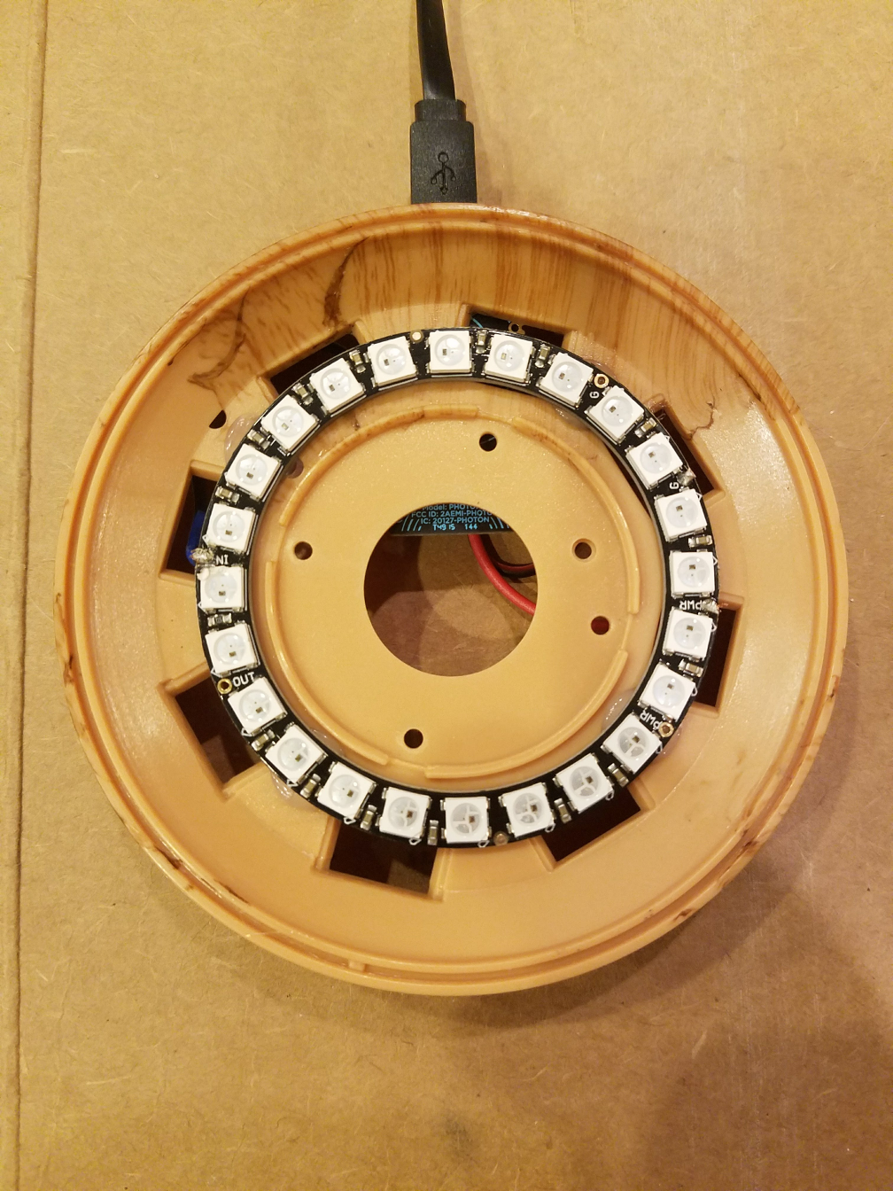 NeoPixel glued to the lamp base